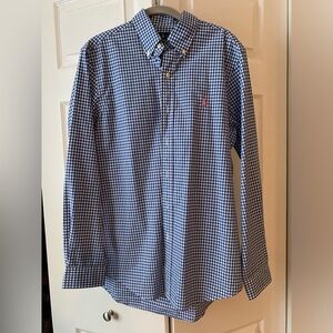 Ralph Lauren Classic Fit Mens Gingham Oxford Shirt, Medium, Like New